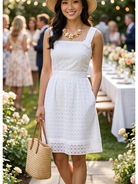 Elie Tahari white eyelet dress